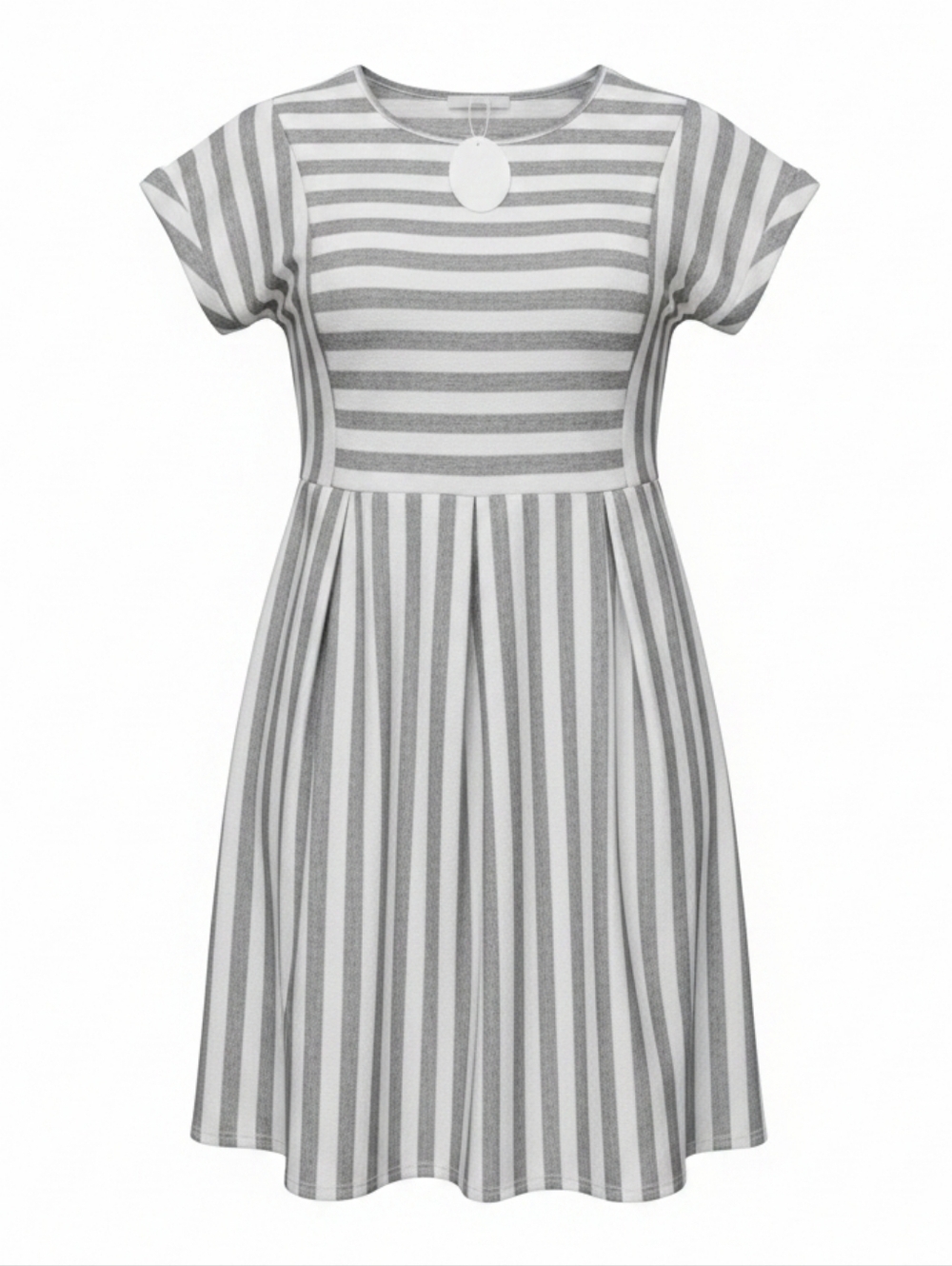 NAGGOO Striped Gray and White Midi Dress